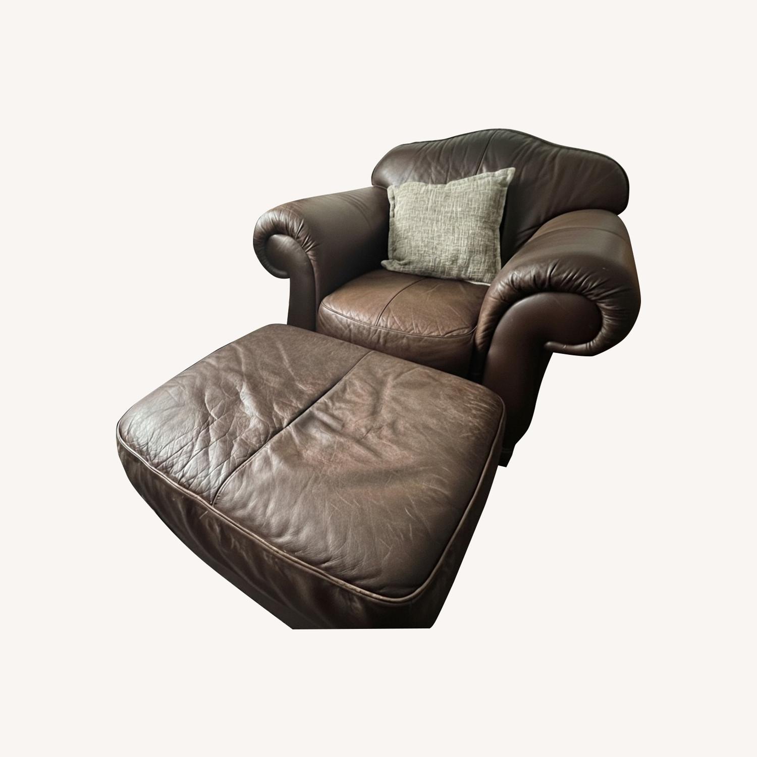 Dark Brown Leather Armchair - image-0