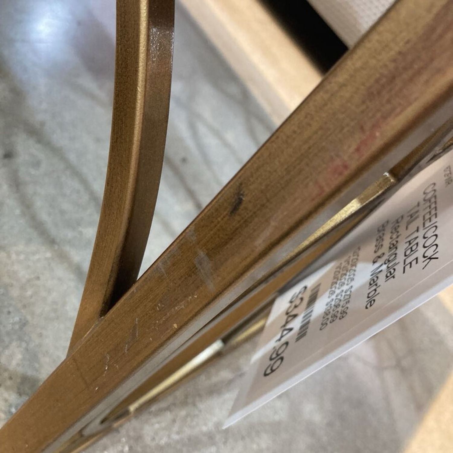 Rectangular Brass & Marble Top Coffee Table - image-11