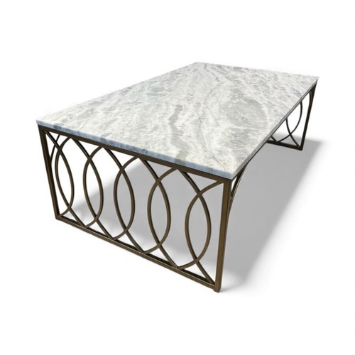 Used Rectangular Brass & Marble Top Coffee Table for sale on AptDeco