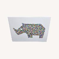 Rhino Multicolor Print on Stretched Canvas 