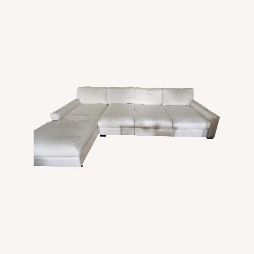 Used Pottery Barn White Linen 3+ Piece Sectional for sale on AptDeco