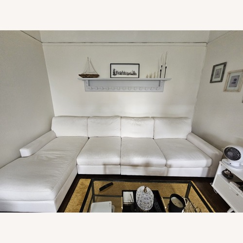 Used Pottery Barn White Linen 3+ Piece Sectional for sale on AptDeco
