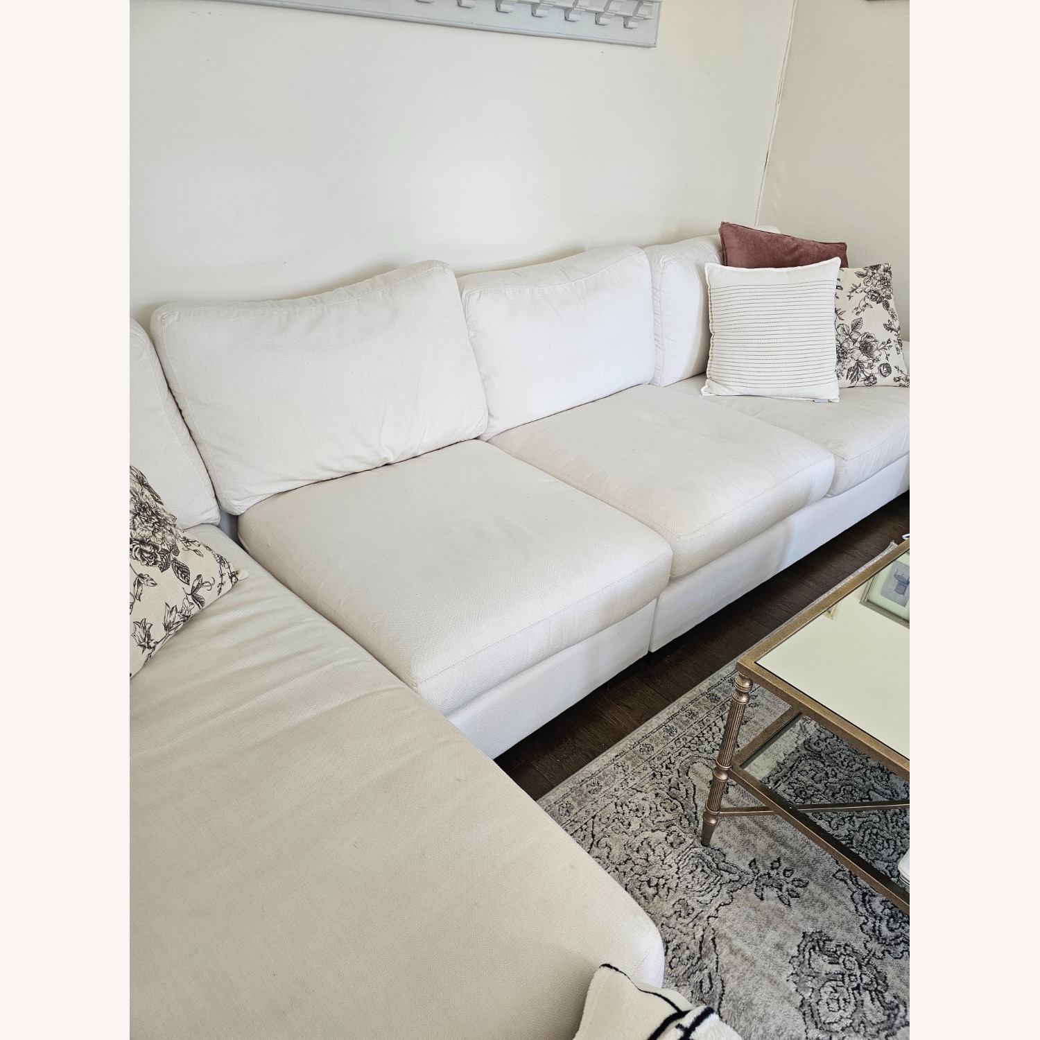 Pottery Barn White Linen 3+ Piece Sectional - image-2