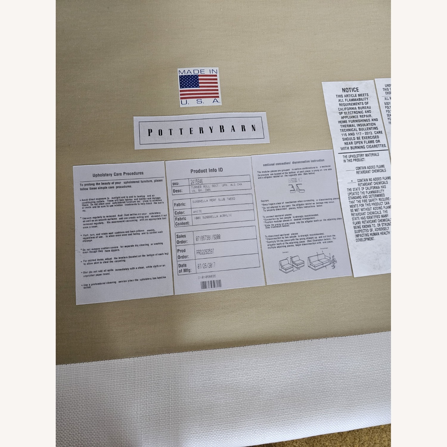 Pottery Barn White Linen 3+ Piece Sectional - image-6