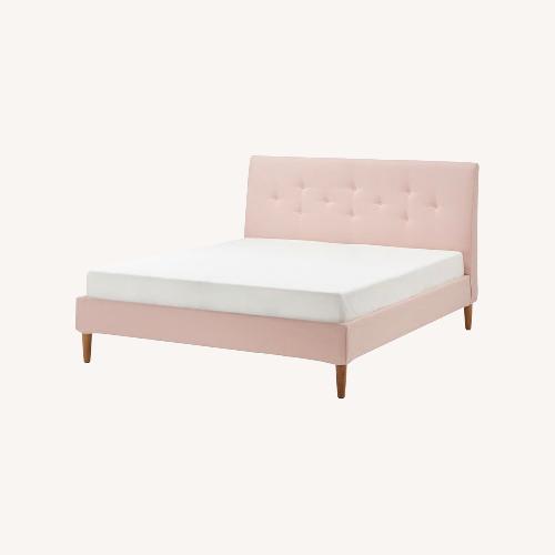 Used IKEA Idanäs Pink Fabric King Bed for sale on AptDeco
