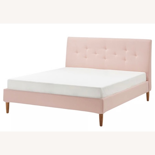 Used IKEA Idanäs Pink Fabric King Bed for sale on AptDeco