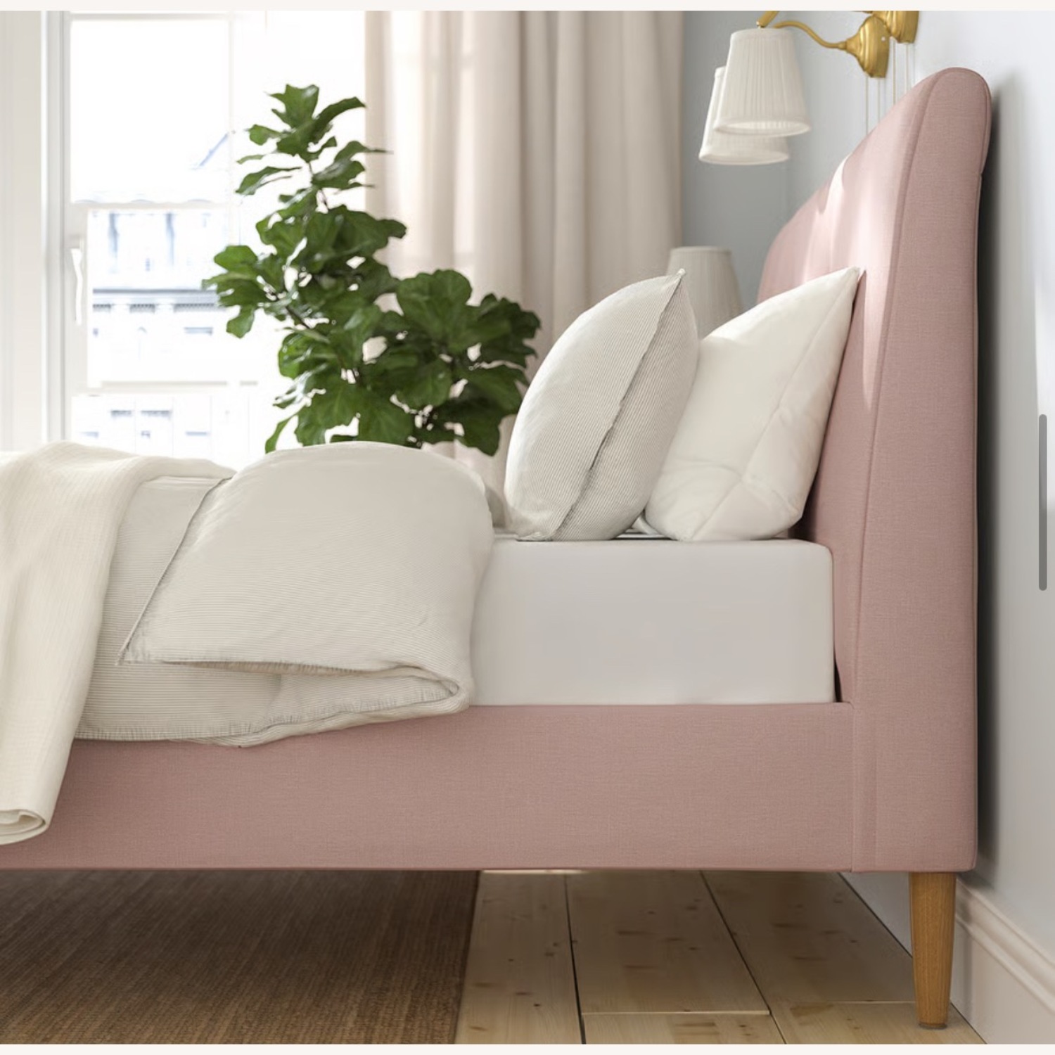 IKEA Idanäs Pink Fabric King Bed - image-3