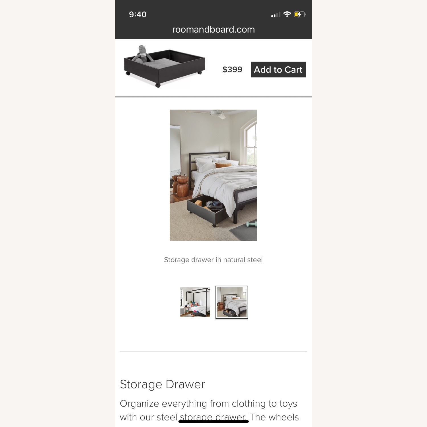 Room & Board Parson Black Metal Queen Bed - image-4