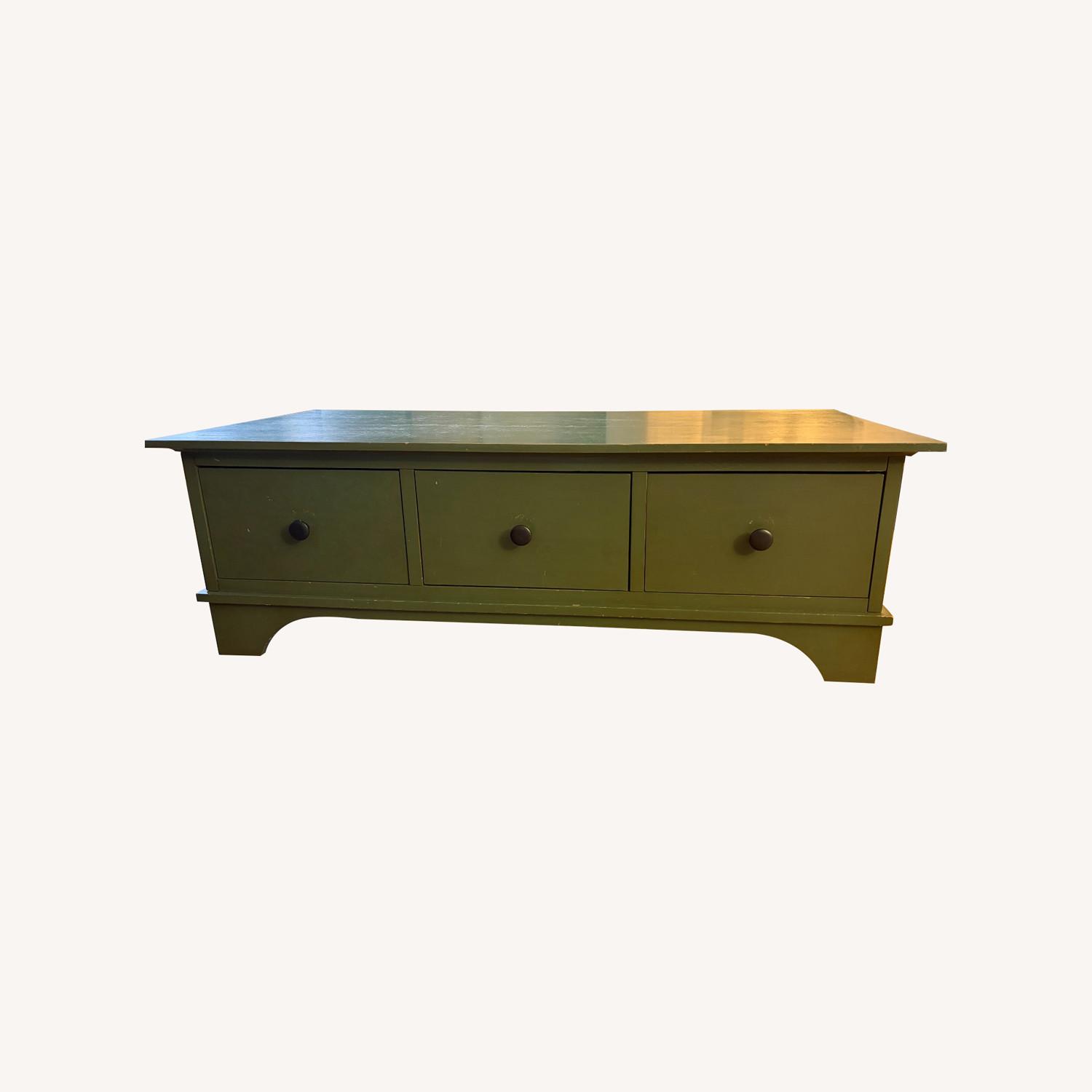 Pottery Barn Green Wood Coffee Table - image-0