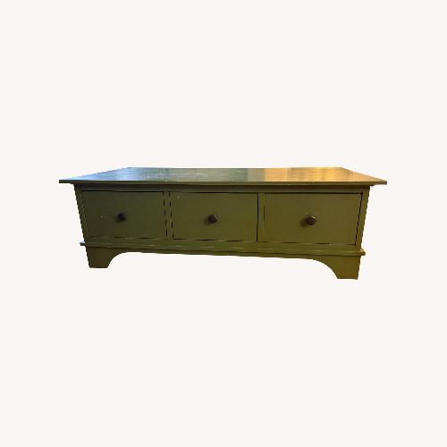 Used Pottery Barn Green Wood Coffee Table for sale on AptDeco