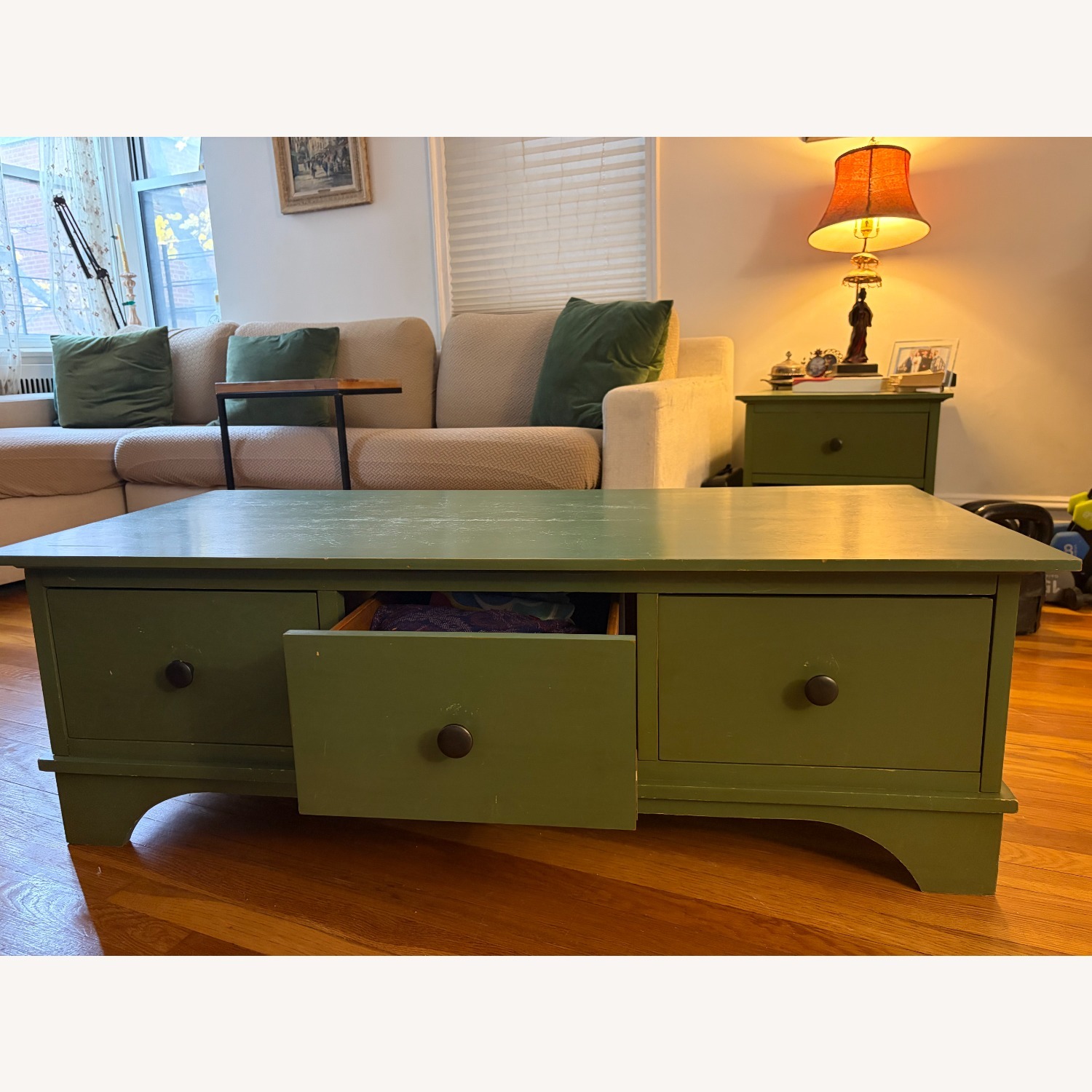 Pottery Barn Green Wood Coffee Table - image-4