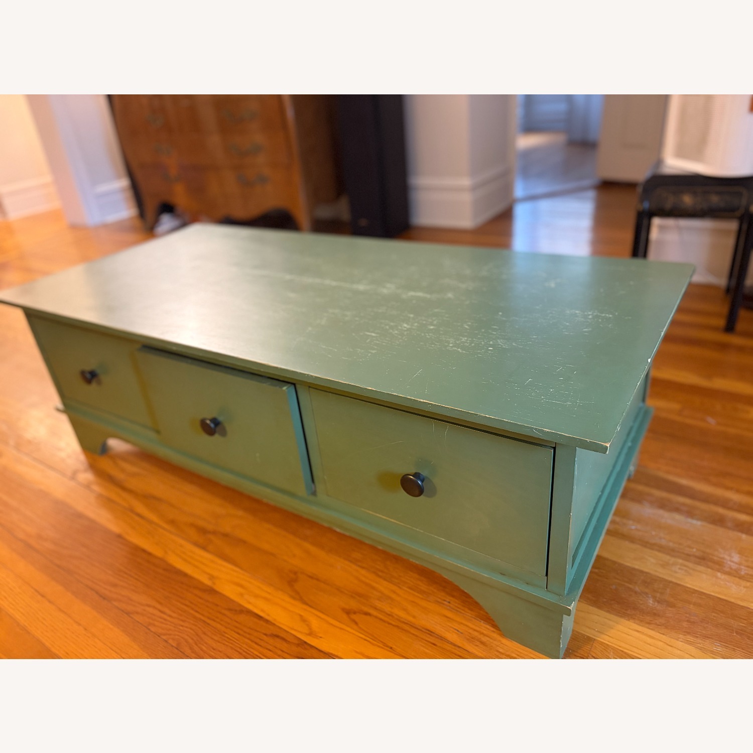 Pottery Barn Green Wood Coffee Table - image-2