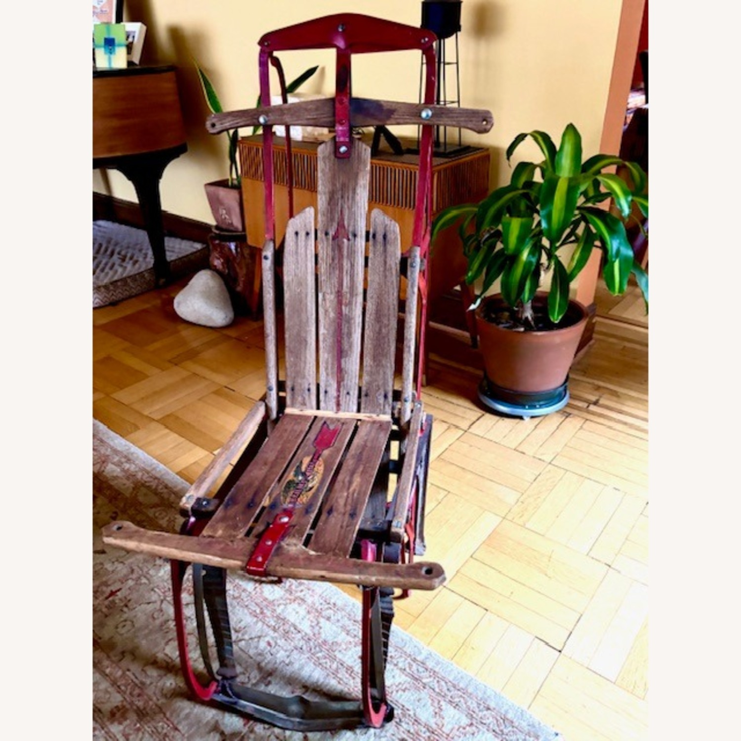 Dark Brown Wood Accent Chair - image-3