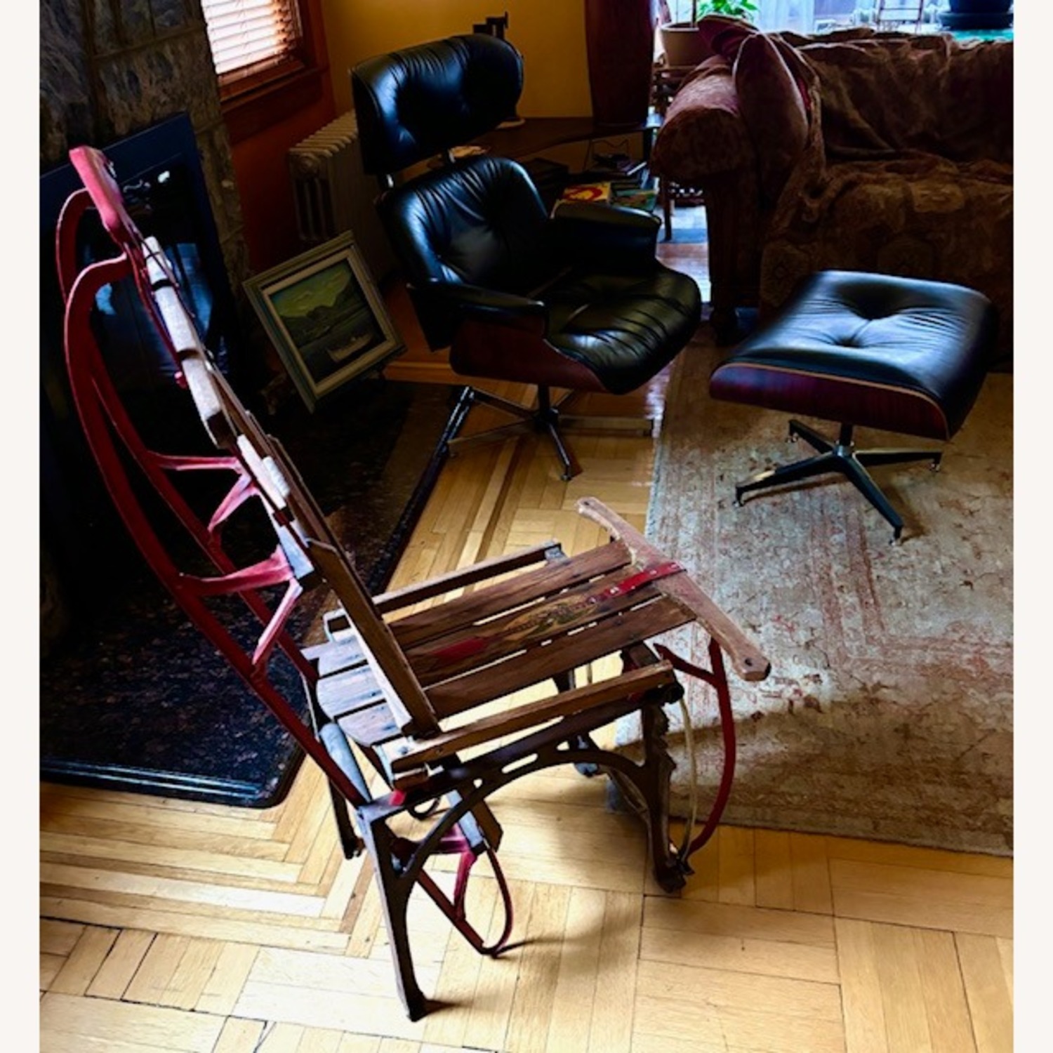 Dark Brown Wood Accent Chair - image-2