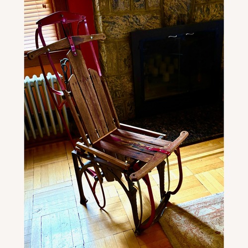 Used Dark Brown Wood Accent Chair for sale on AptDeco