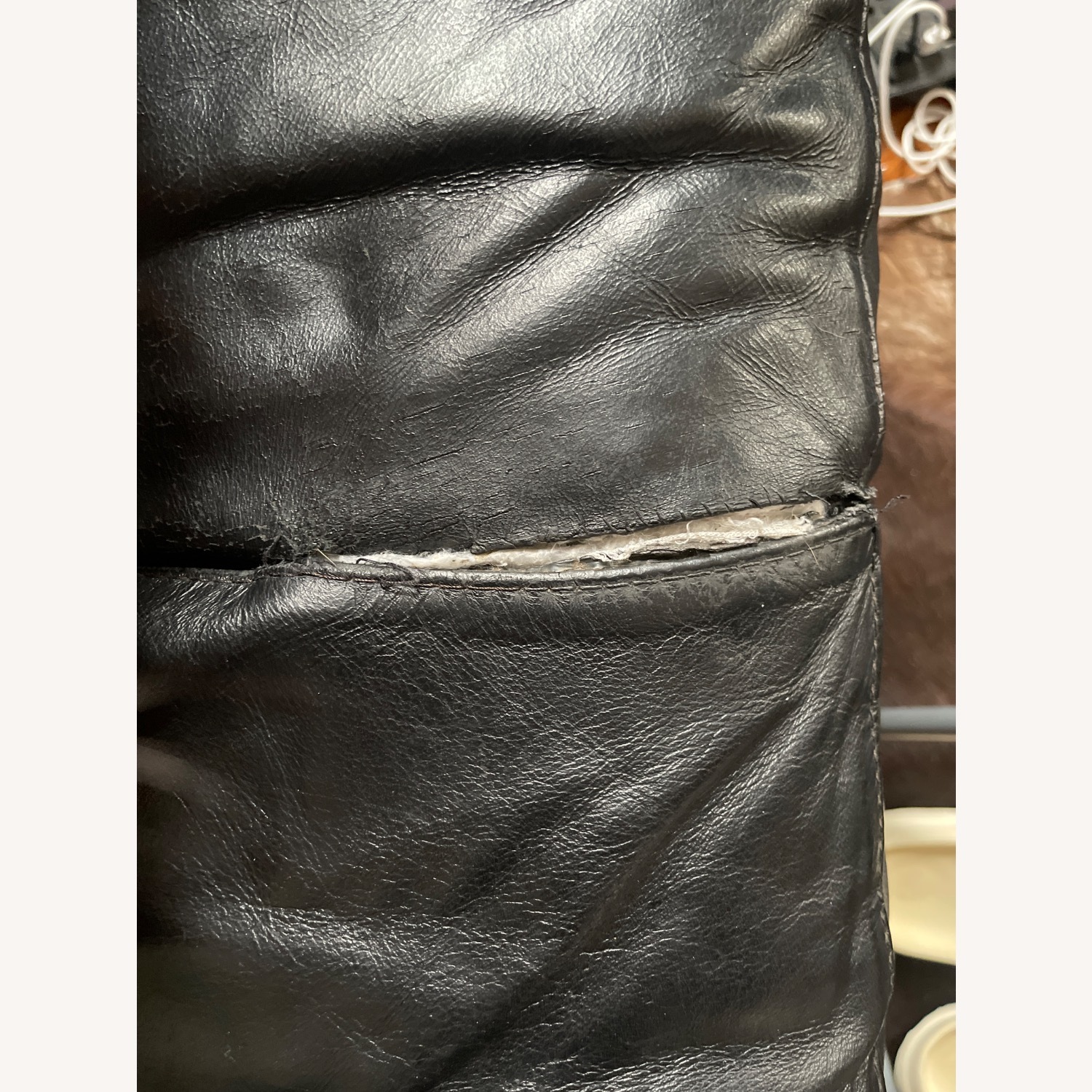 Vintage Modern Green 3 Seater Leather Sofa - image-3