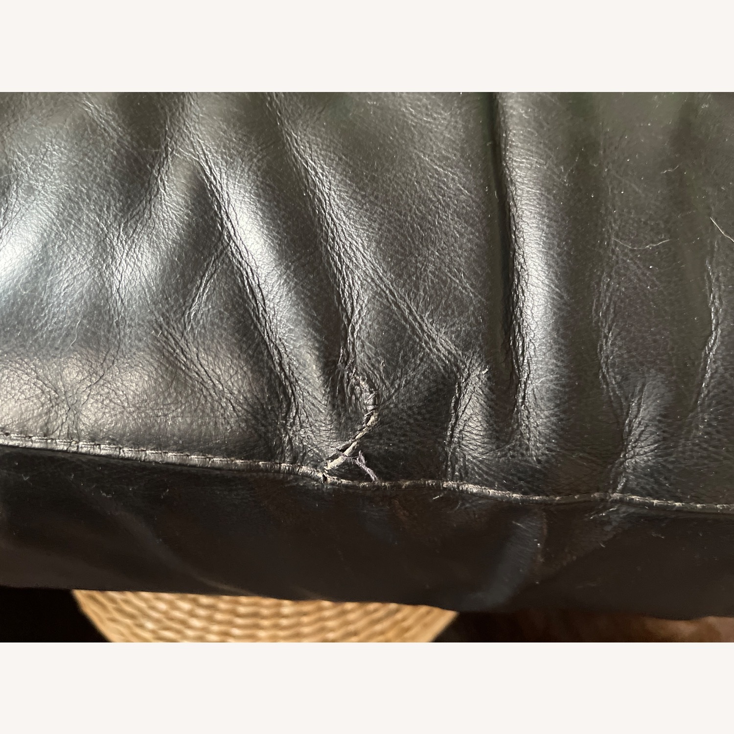 Vintage Modern Green 3 Seater Leather Sofa - image-4