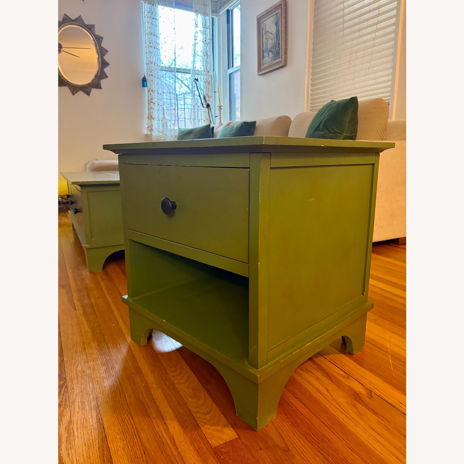 Pottery Barn Green Wood Side Tables - image-2