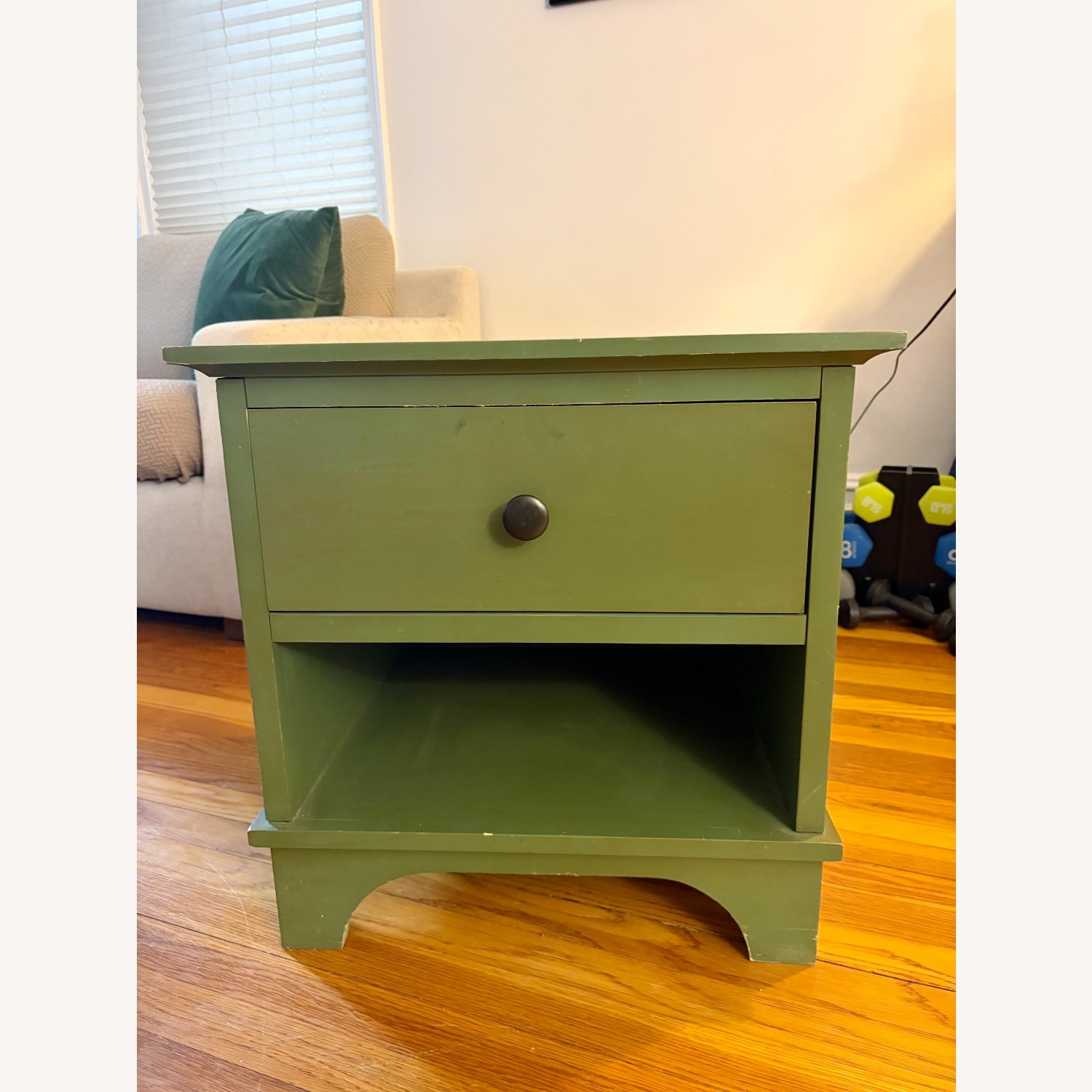 Pottery Barn Green Wood Side Tables - image-1