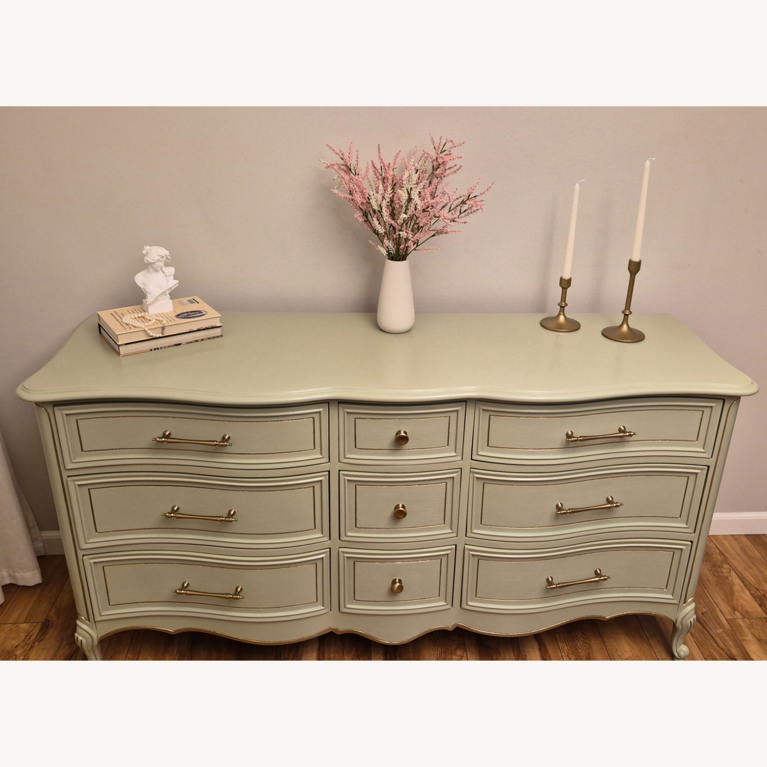 Vintage Dixie 9-Drawer Dresser in Sage Green - image-2
