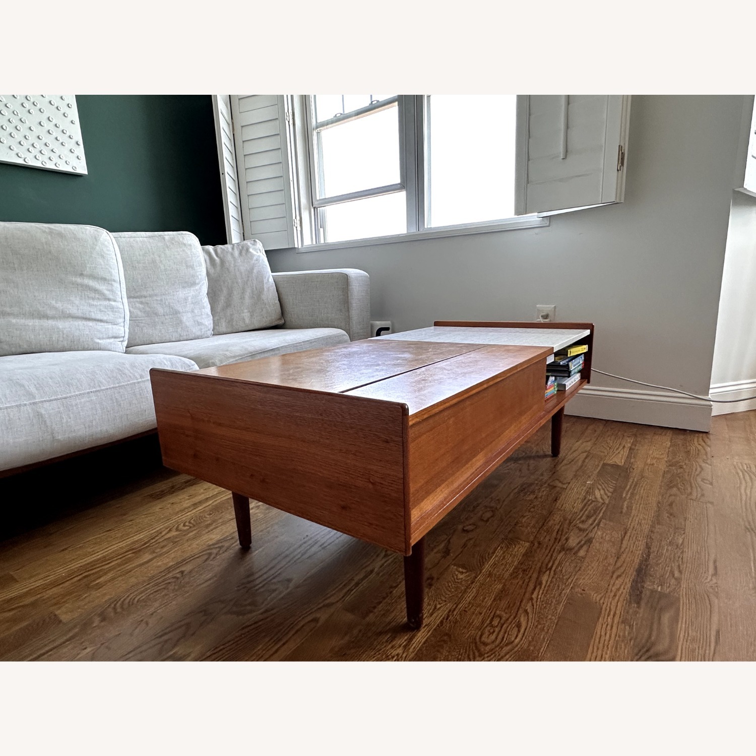 West Elm Mid-Century Marble Pop-Up Coffee Table - image-1