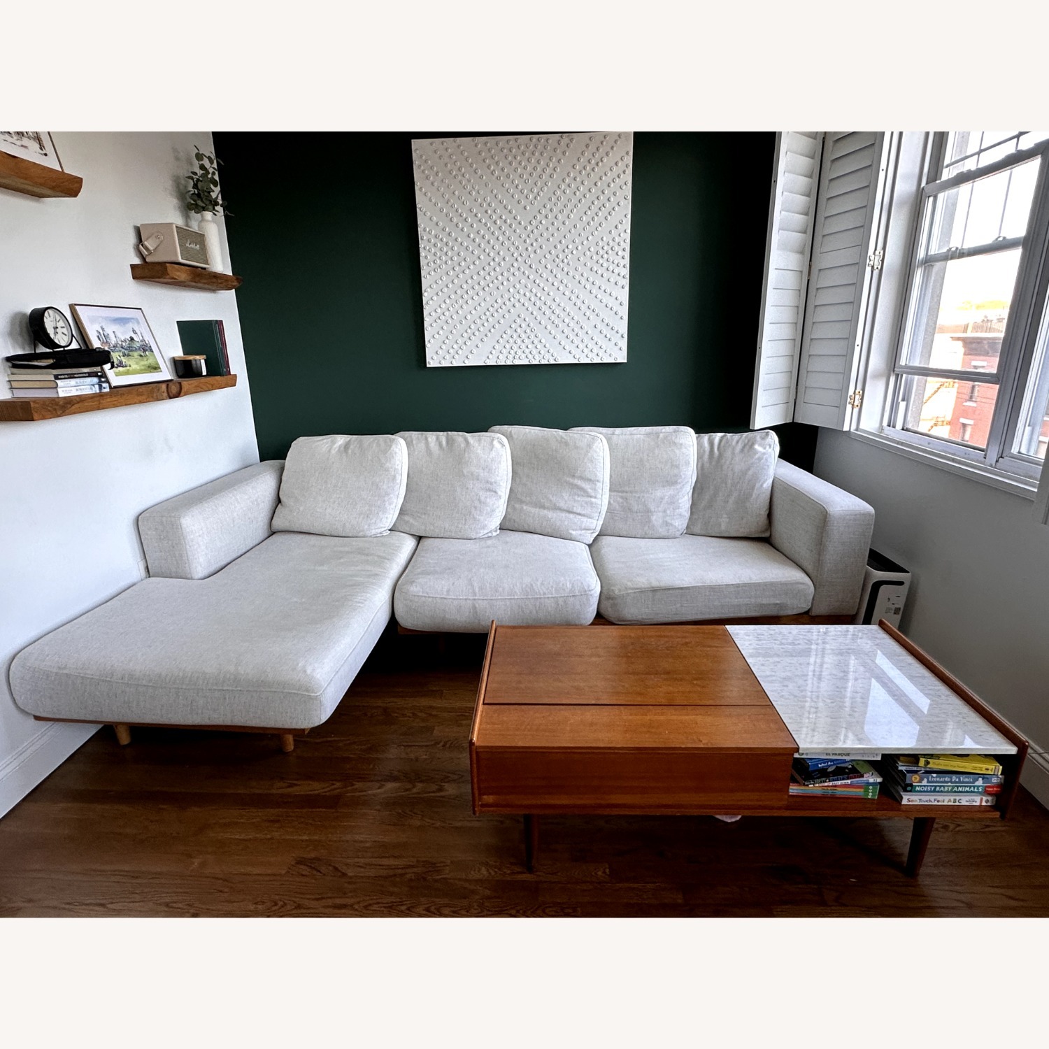 West Elm Mid-Century Marble Pop-Up Coffee Table - image-2