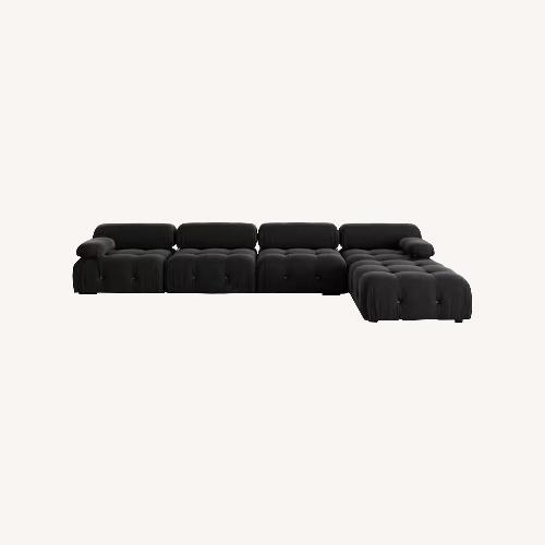 Used 6 Piece Sectional Sofa, Black, Velvet Upholstered  for sale on AptDeco