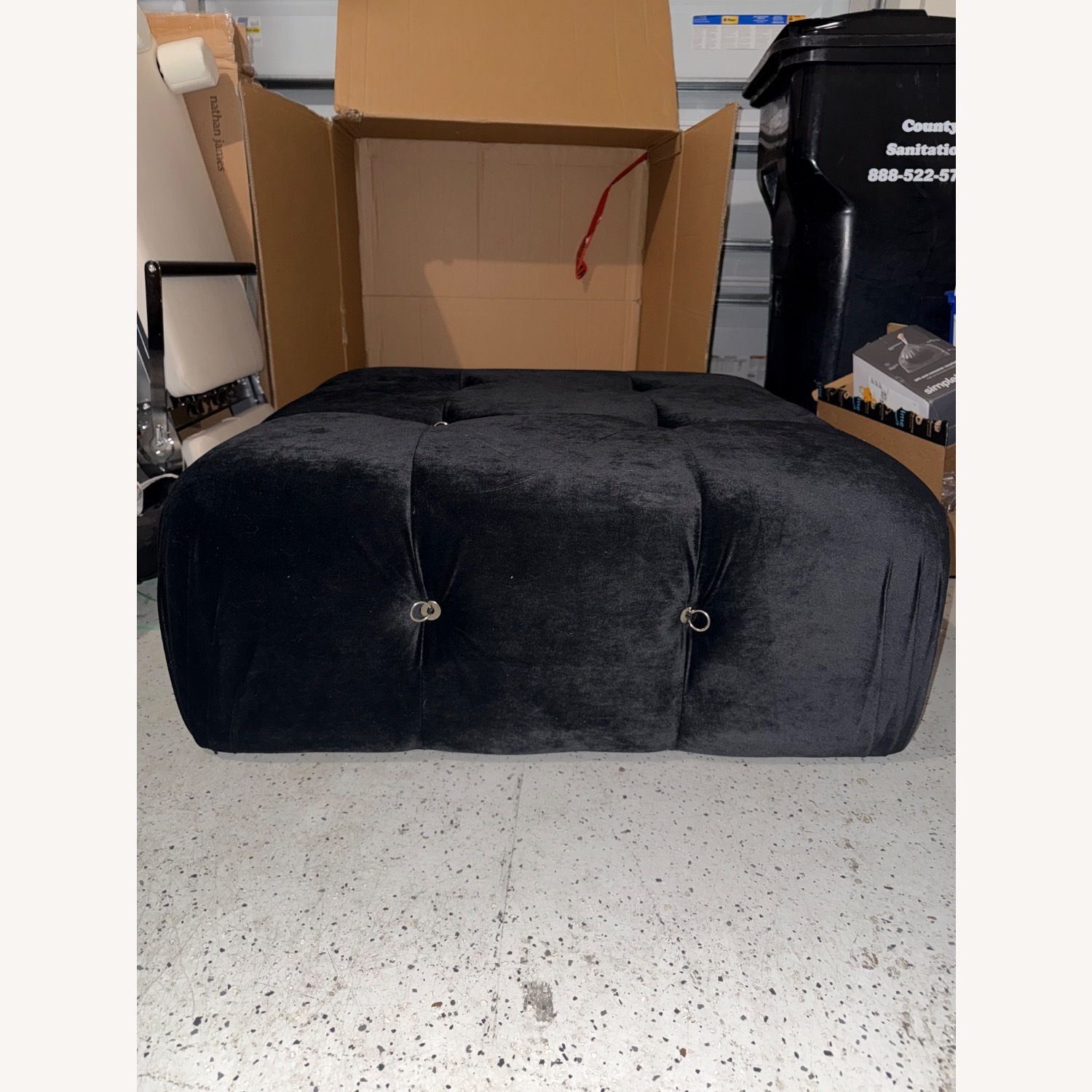 6 Piece Sectional Sofa, Black, Velvet Upholstered  - image-1