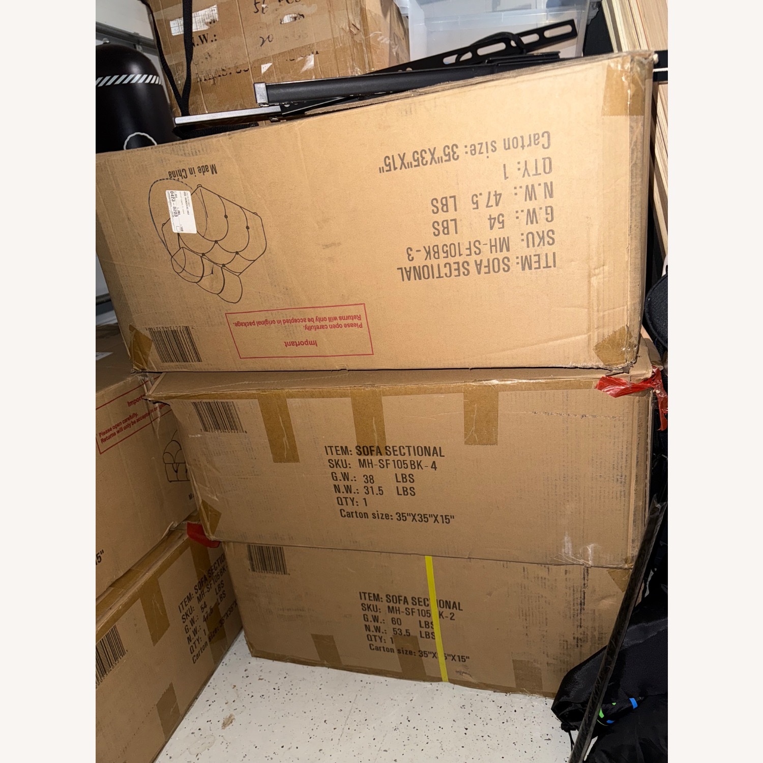 6 Piece Sectional Sofa, Black, Velvet Upholstered  - image-4