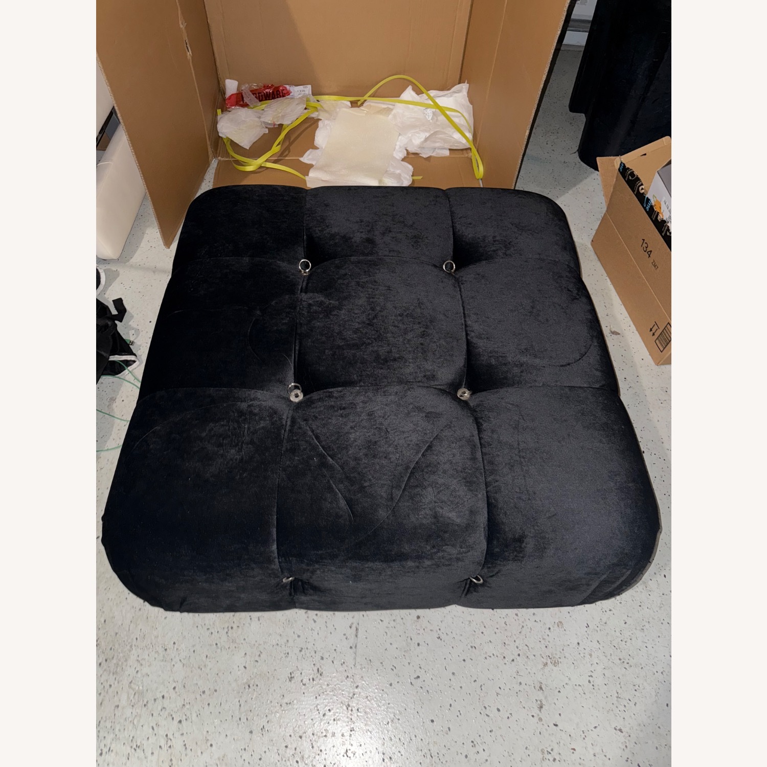 6 Piece Sectional Sofa, Black, Velvet Upholstered  - image-2