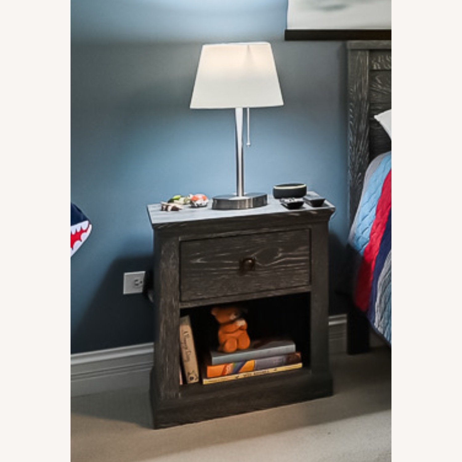 Pottery Barn Kids Dark Gray Wood Nightstands - image-10
