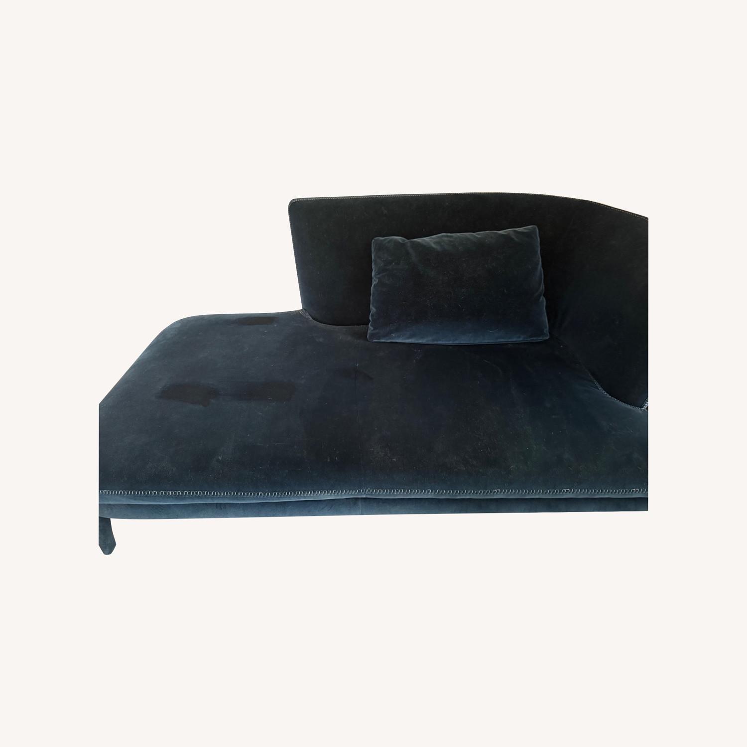 Maxalto Blue Velvet Chaise Lounge - image-0