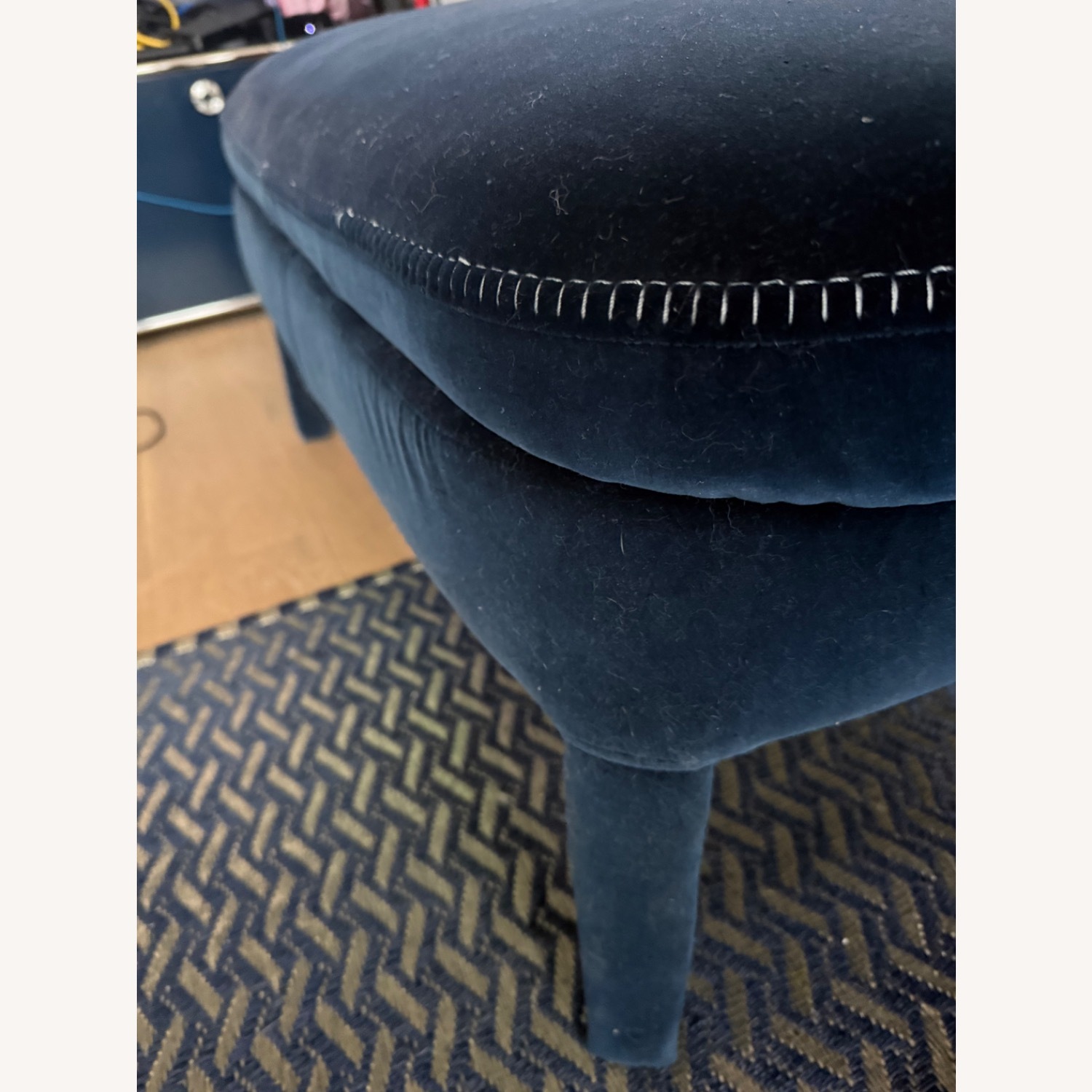 Maxalto Blue Velvet Chaise Lounge - image-3