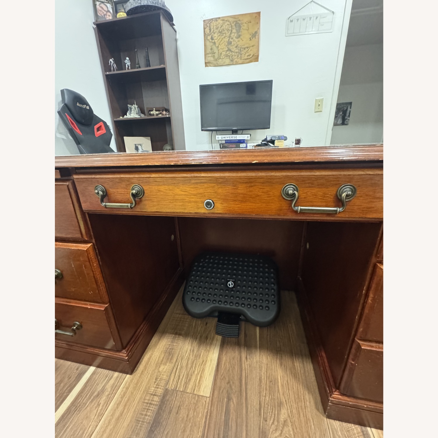 Light Brown Wood Desk - image-2