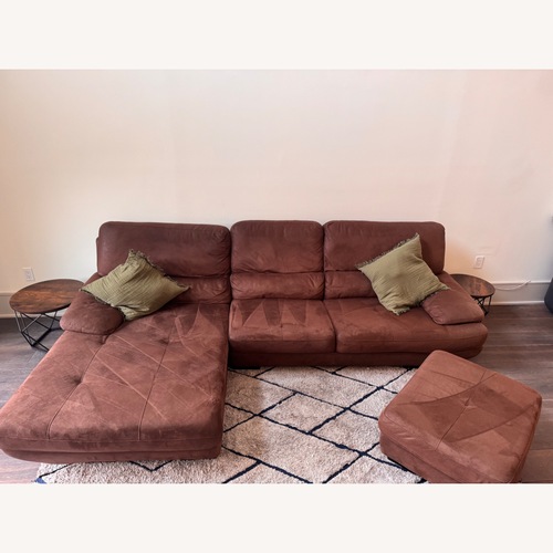 Used Treviso Dark Brown Faux Leather 2 Piece Sectional for sale on AptDeco