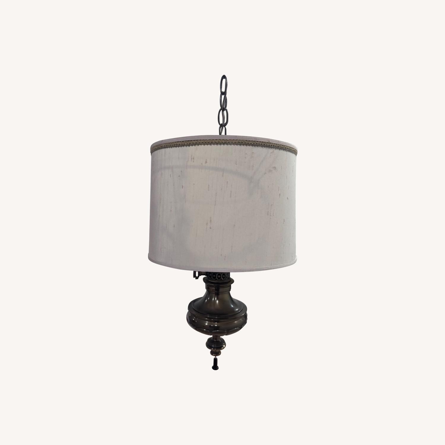 Brass 70’s Ceiling Swag Lamp Plug In - image-0