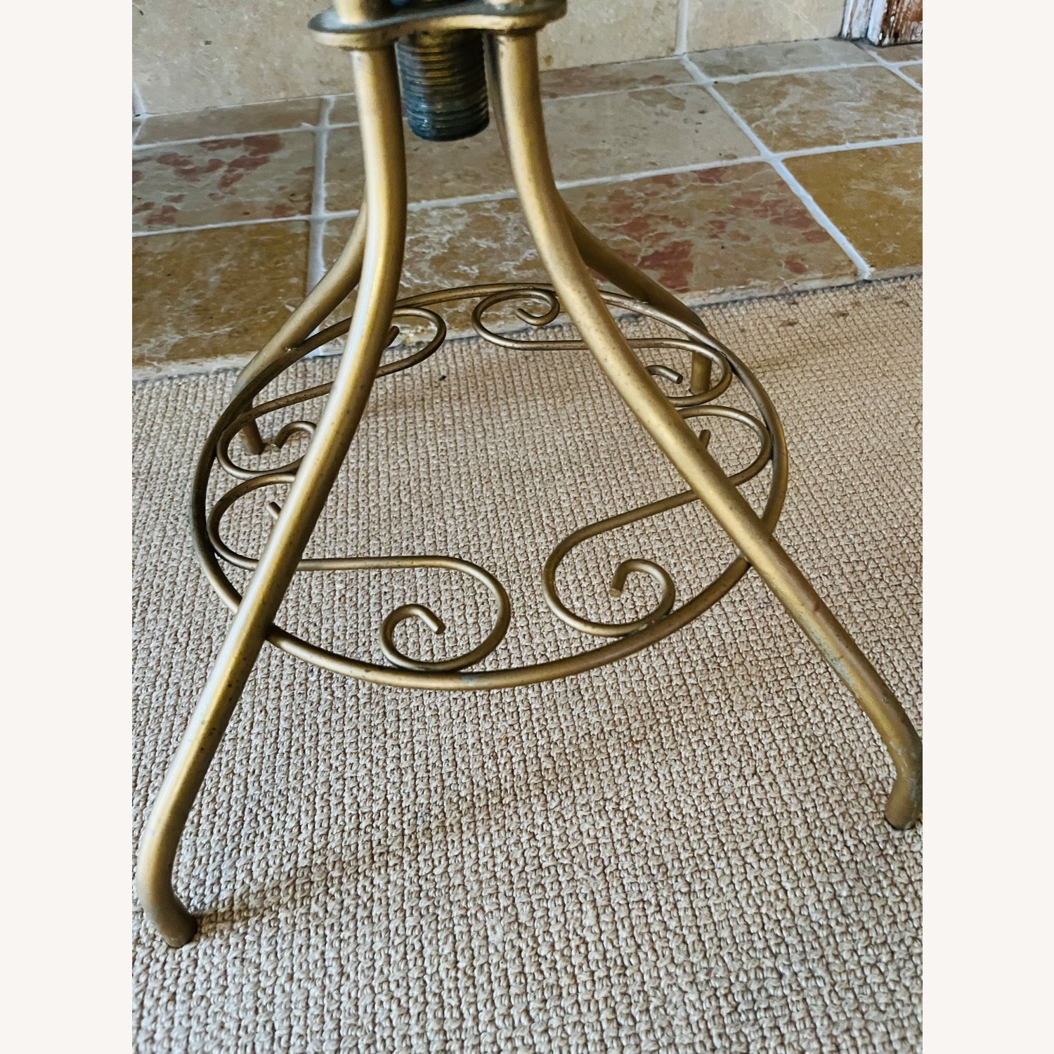 Mid Century Brass Vanity Stool Swivels - image-9