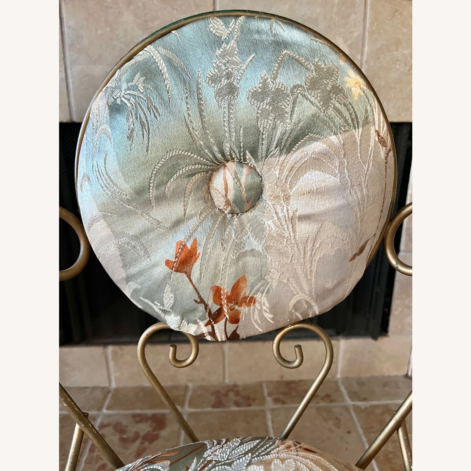 Mid Century Brass Vanity Stool Swivels - image-7