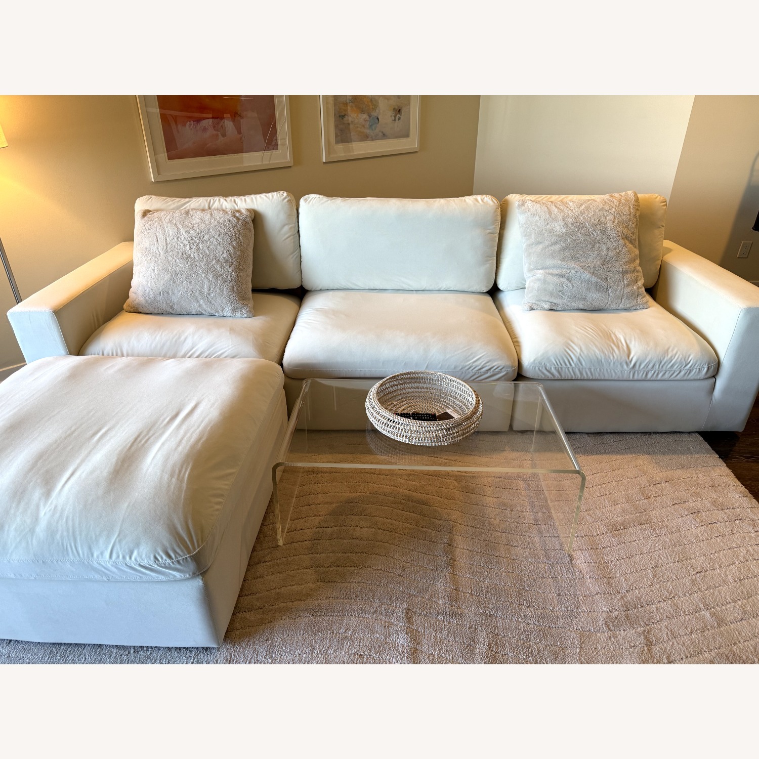 Wayfair Natural Velvet 3+ Seater Sofa - image-1