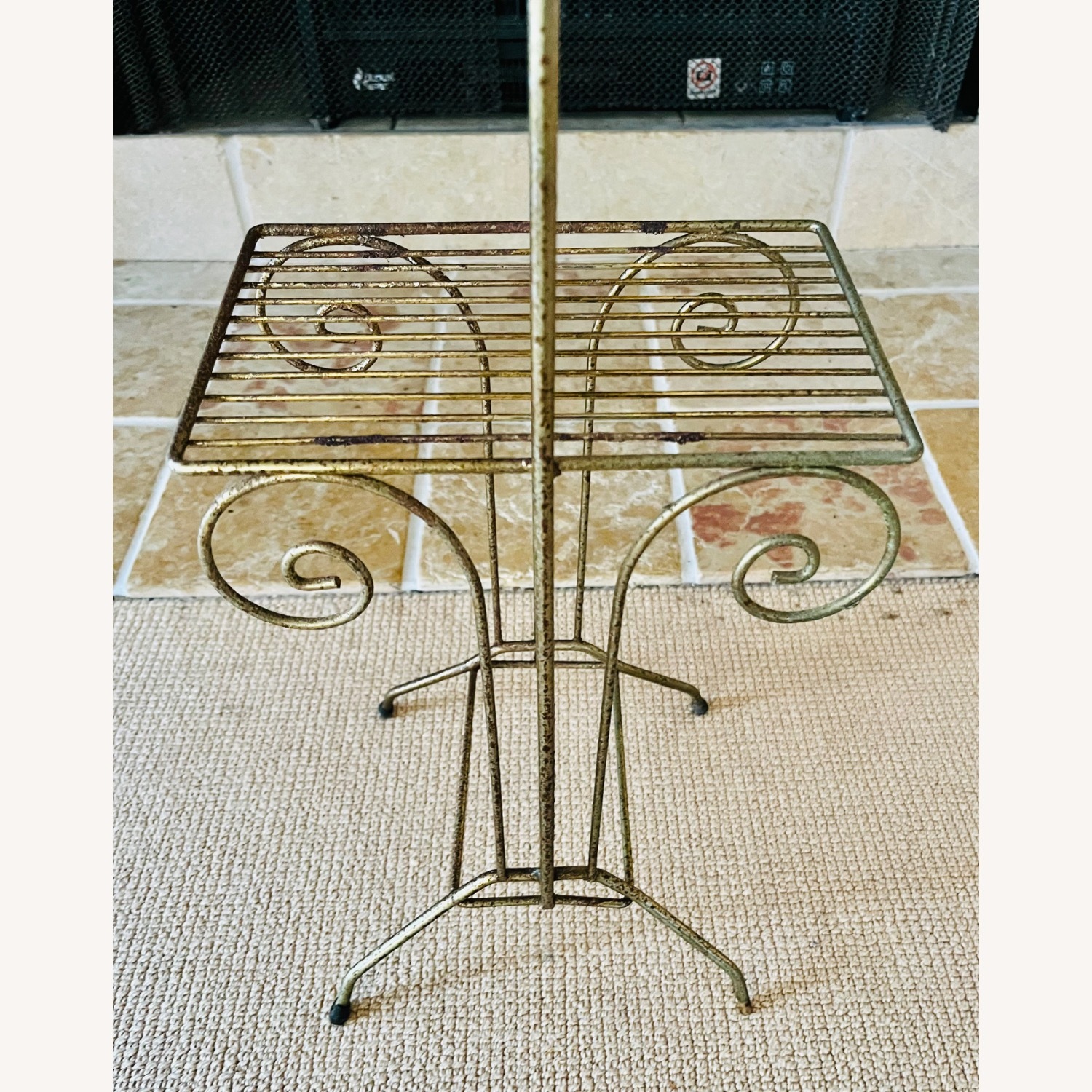 Mid Century Brass Side Table w Enameled Tray - image-5
