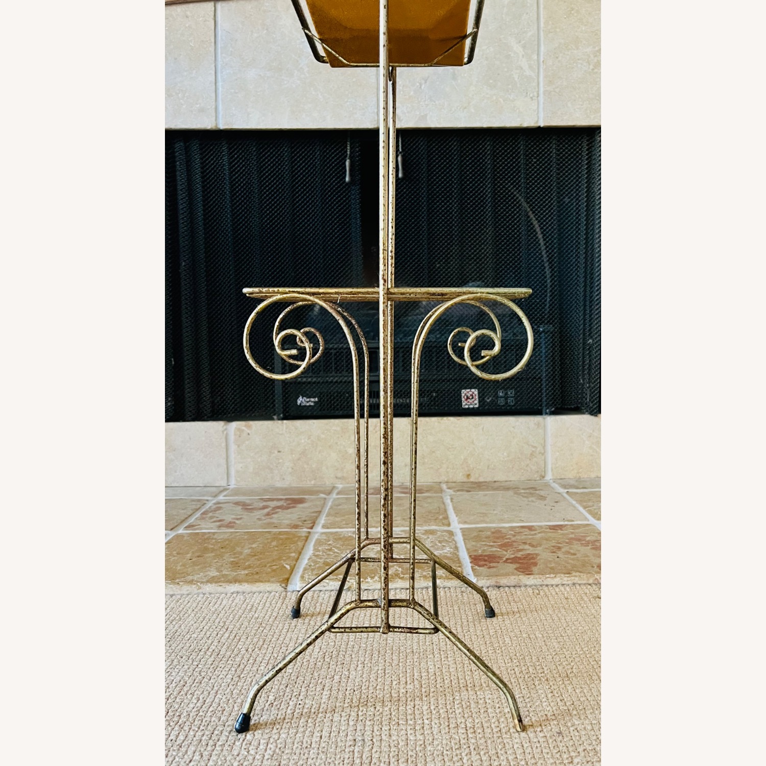 Mid Century Brass Side Table w Enameled Tray - image-9