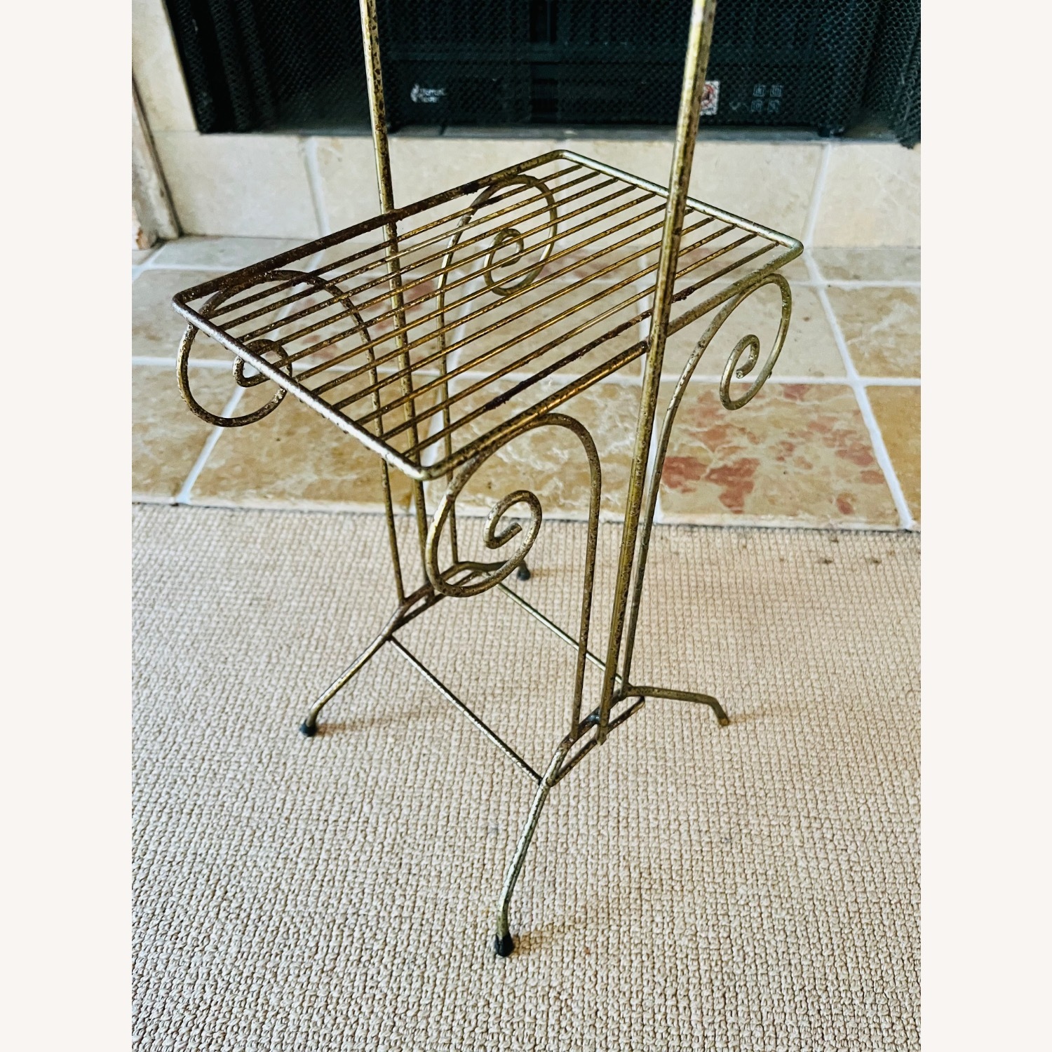 Mid Century Brass Side Table w Enameled Tray - image-4