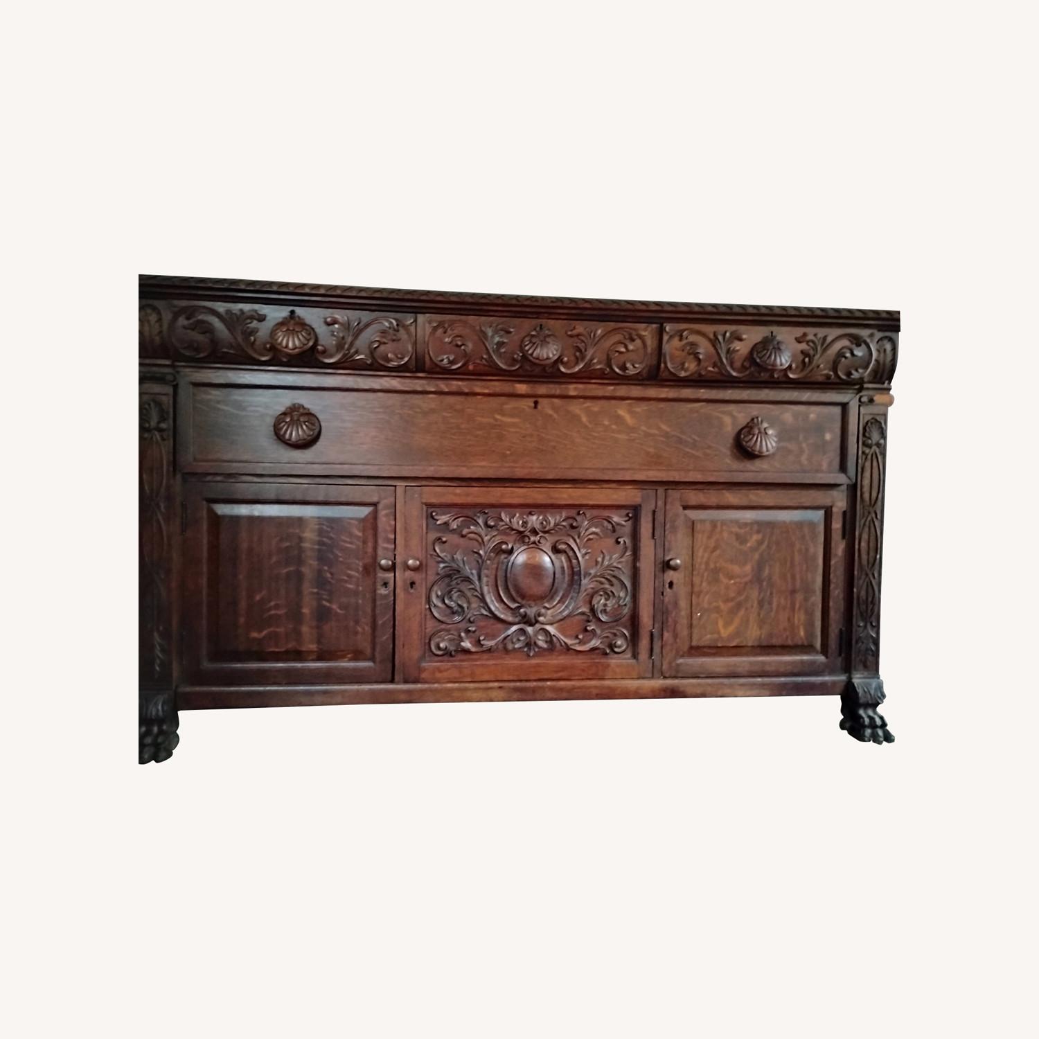 Vintage/Antique Dark Brown Wood Sideboard - image-0