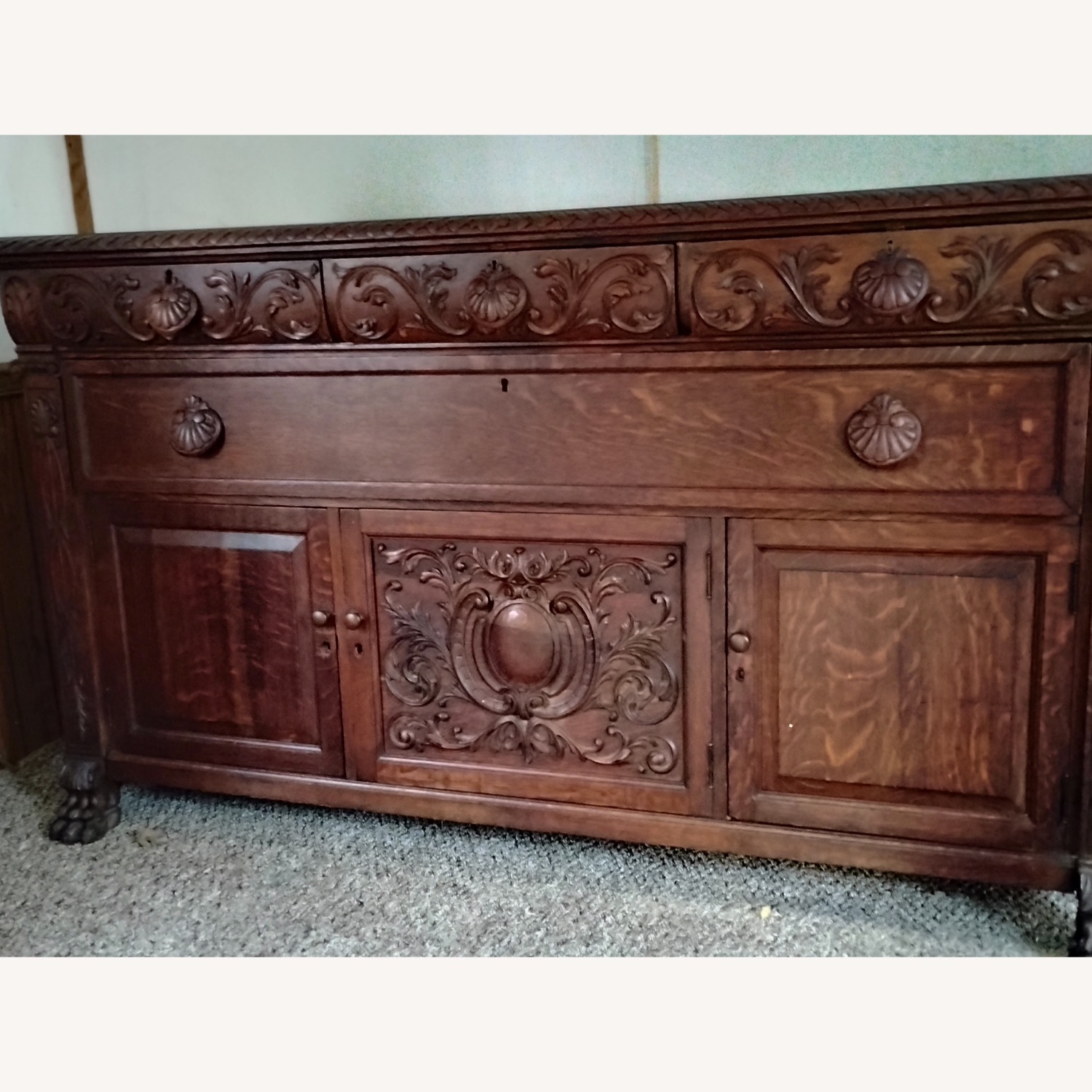 Vintage/Antique Dark Brown Wood Sideboard - image-7