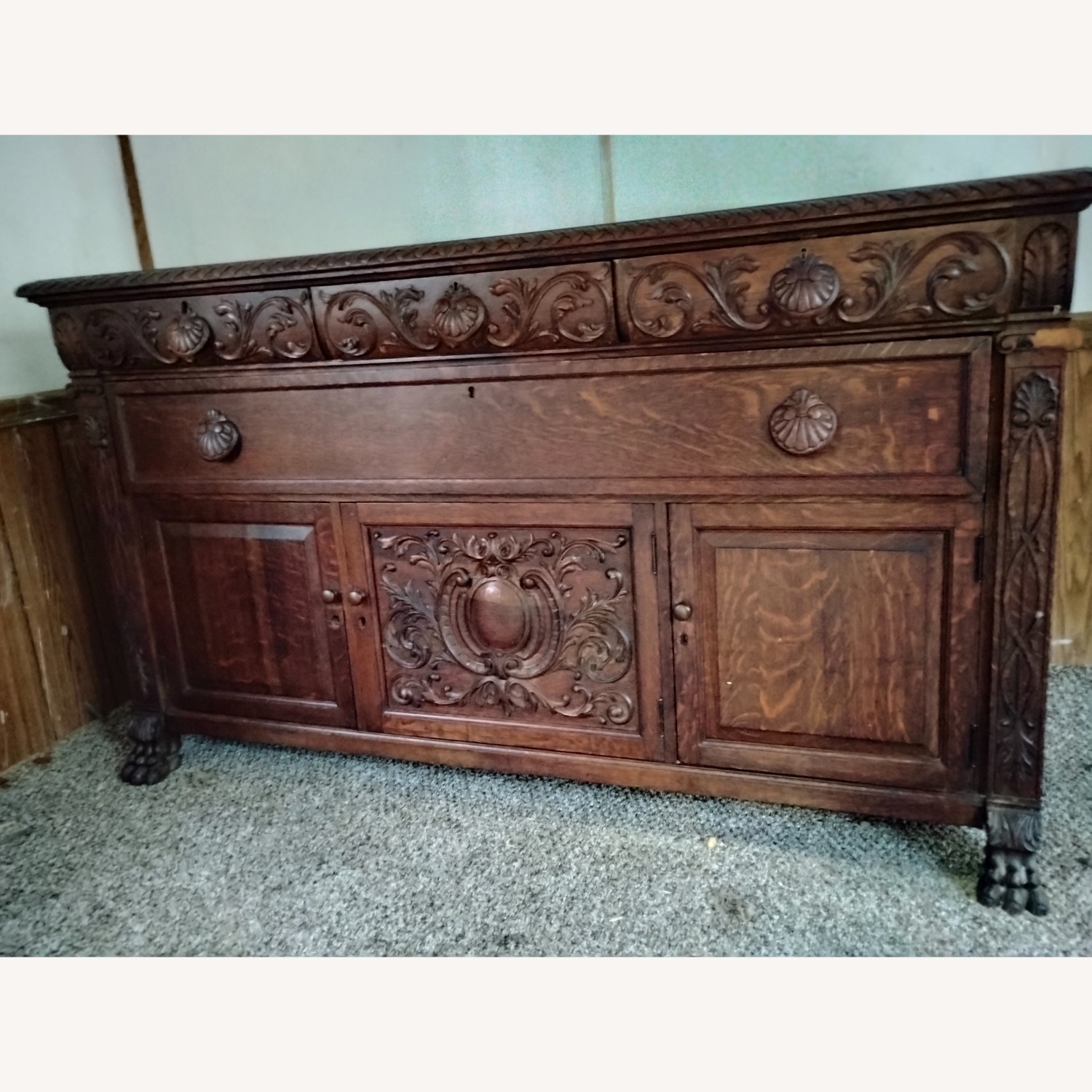 Vintage/Antique Dark Brown Wood Sideboard - image-4