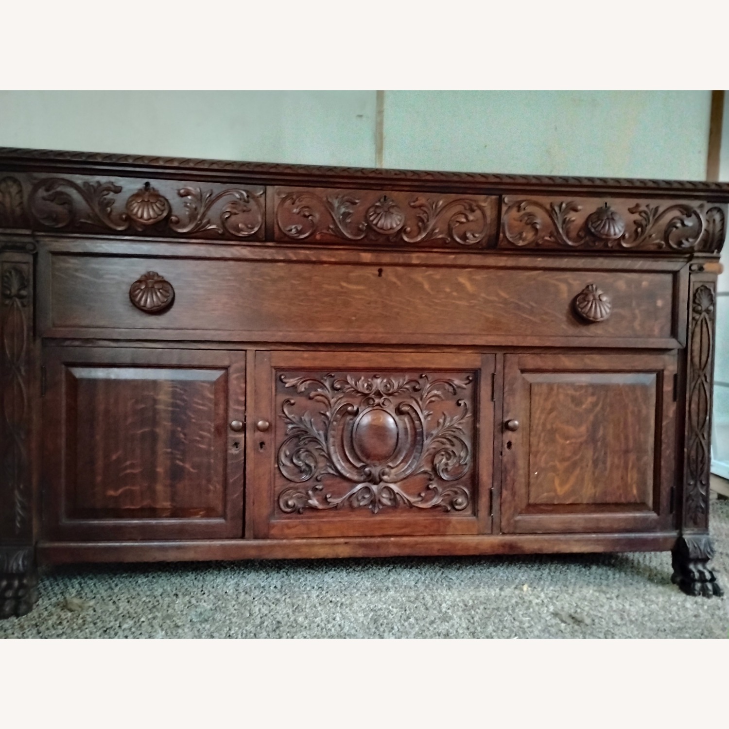 Vintage/Antique Dark Brown Wood Sideboard - image-5
