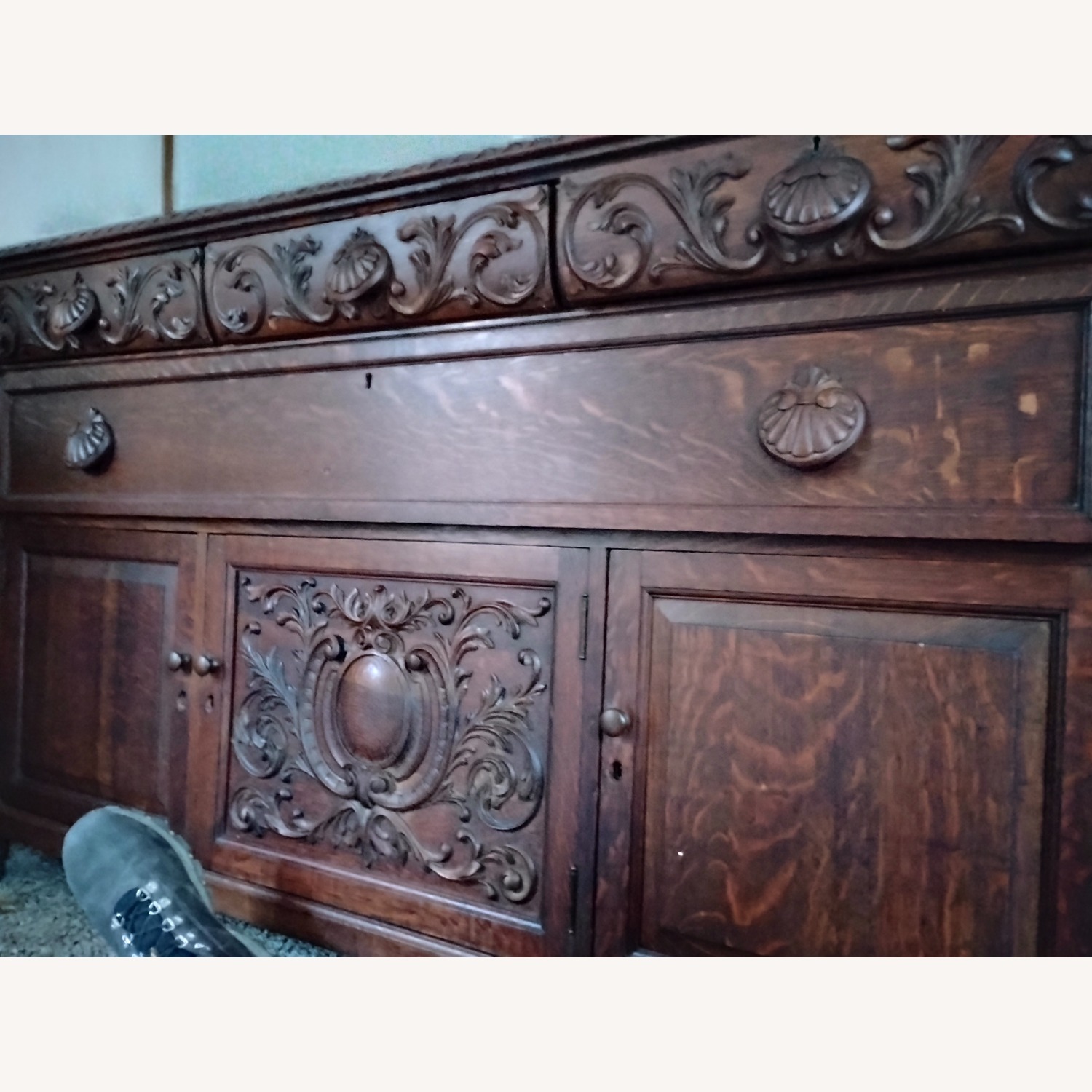 Vintage/Antique Dark Brown Wood Sideboard - image-2