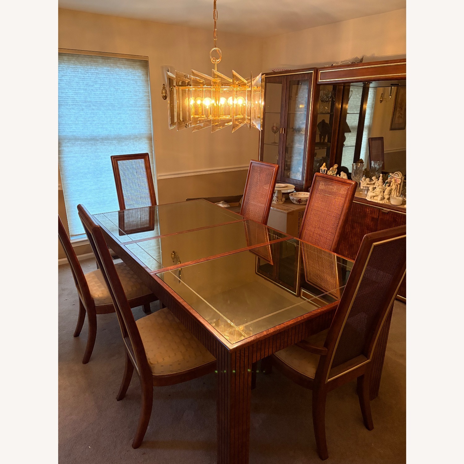 Burlwood Dining Table Mirrored Glass Top  - image-3