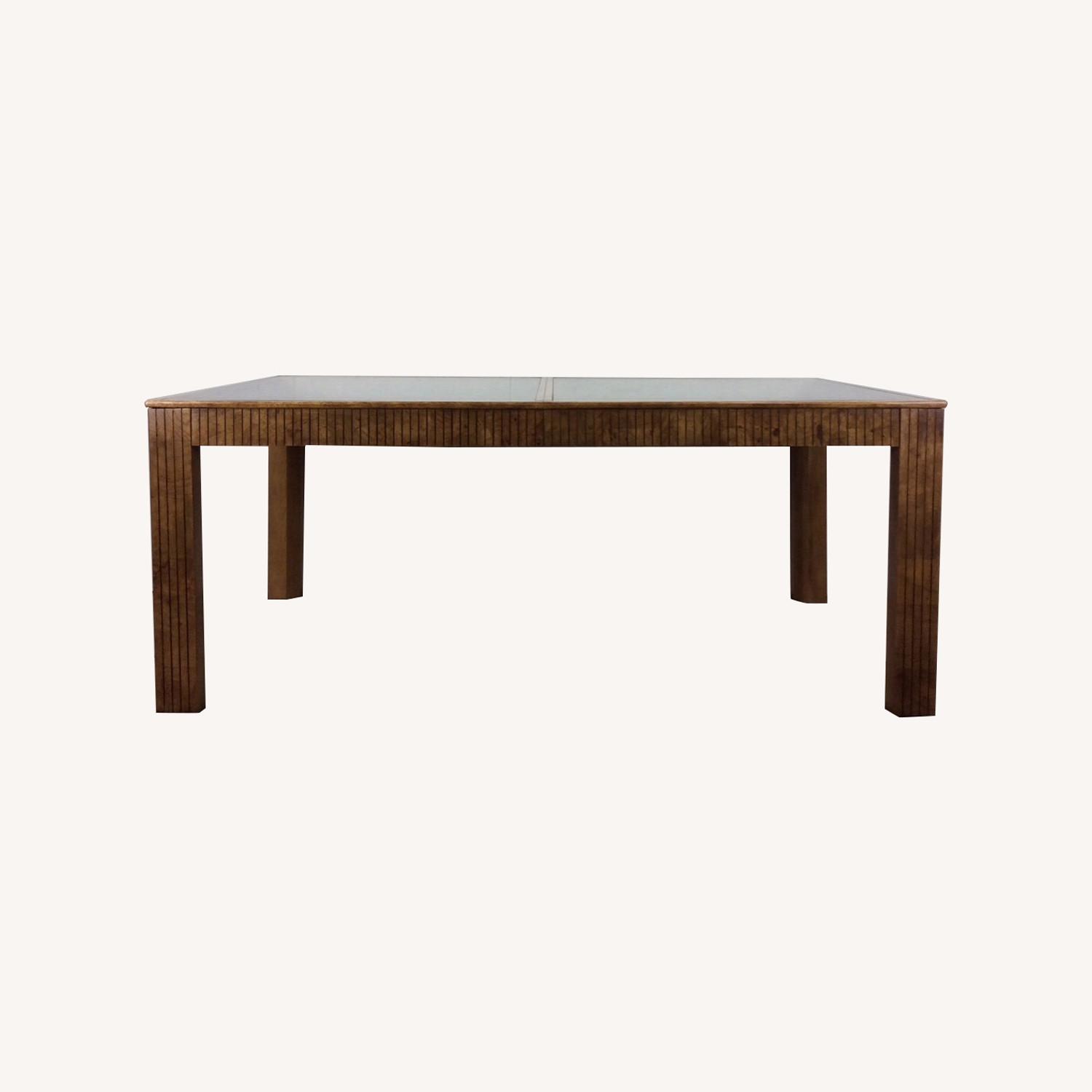 Burlwood Dining Table Mirrored Glass Top  - image-0