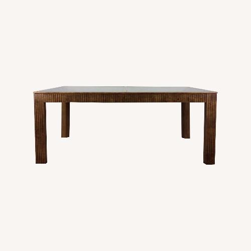 Used Burlwood Dining Table Mirrored Glass Top for sale on AptDeco